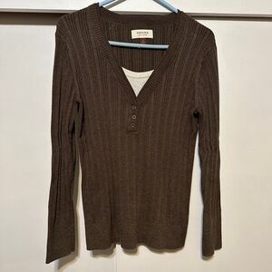 Sonoma Brown Ribbed Long Sleeve Top, like new